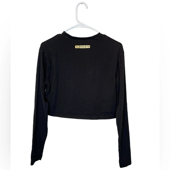 Alphalete Women's Legacy Oversized Long Sleeve Black/Gold Crop Top Size XS - Picture 2 of 8